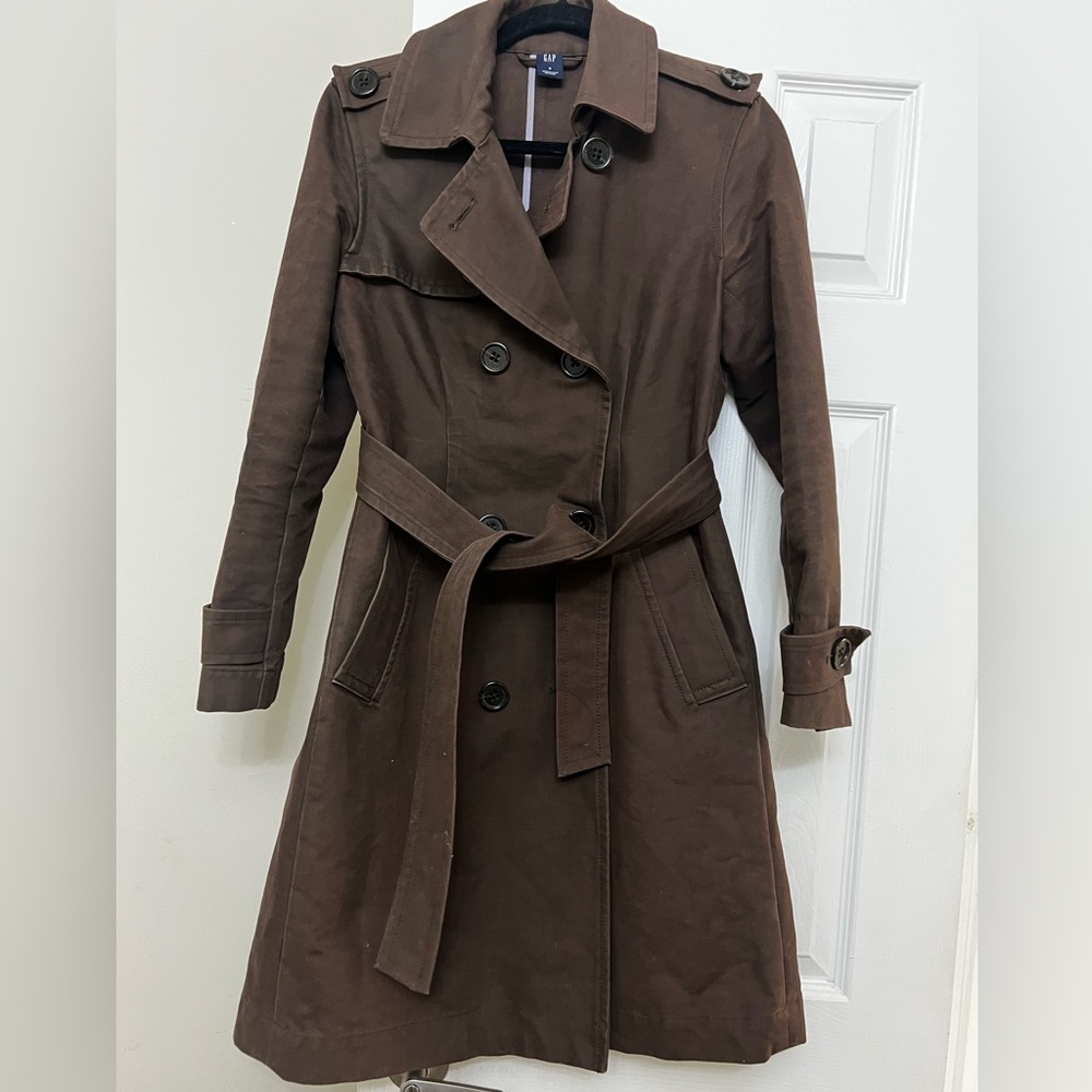 GAP Dark Brown Double-Breasted Trench Coat